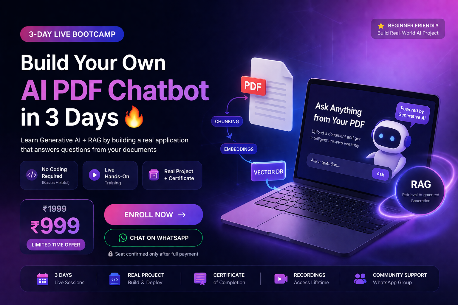 Build AI PDF Chatbot in 3 Days – Generative AI Bootcamp with RAG Project